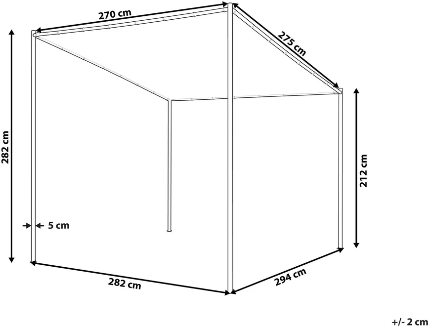 Beliani Sodo paviljonas VIMINO metalinis 282 cm 294 cm smėlio spalvos