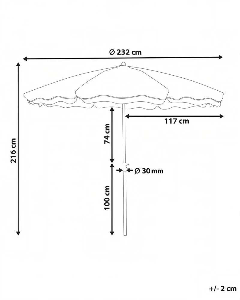 Beliani Sodo skėtis 232 cm SESTRIERE smėlio spalvos
