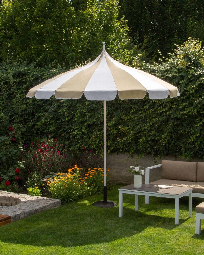 Beliani Sodo skėtis 245 cm MINOA Baltas / smėlio spalvos