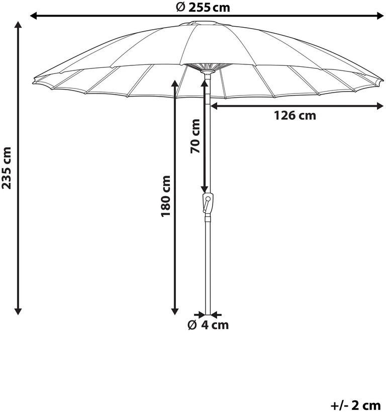 Beliani Sodo skėtis 255 cm BAIA smaragdo spalvos
