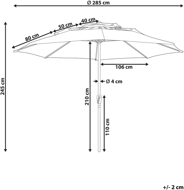Beliani Sodo skėtis 285 cm BIBIONE šviesiai smėlio spalvos