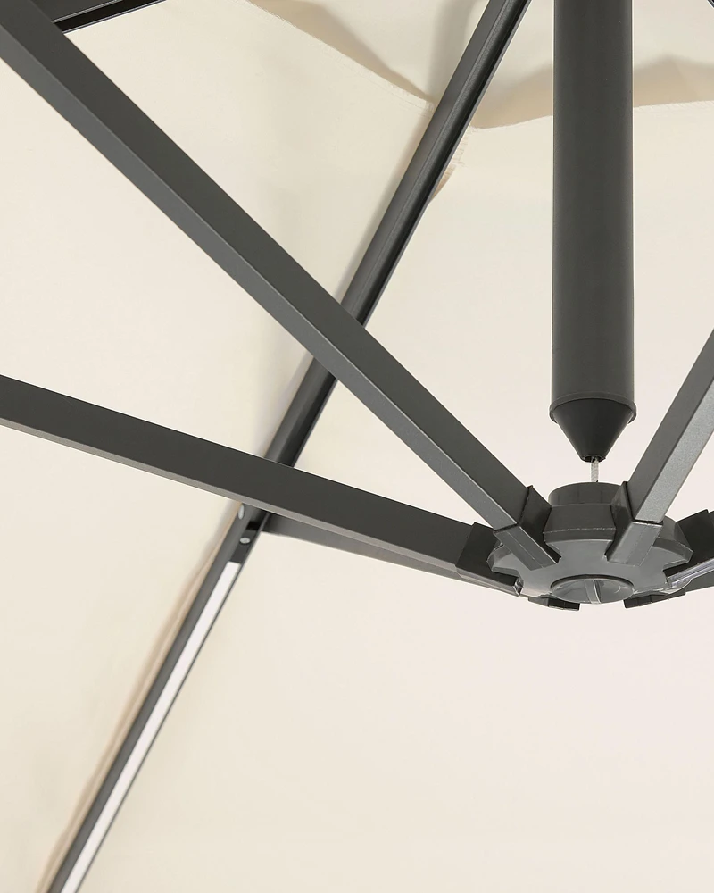 Beliani Sodo skėtis su LED apšvietimu ir atrama 285 cm CORVAL smėlio spalvos