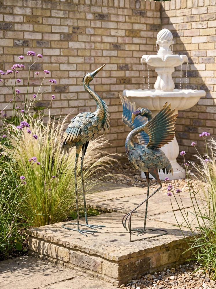 Beliani Sodo skulptūra KALIBO Flamingo Mėlyna