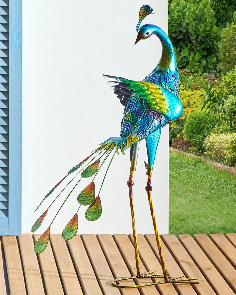 Beliani Sodo skulptūra PEACOCK mėlyna