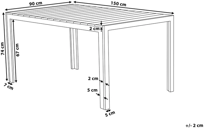Beliani Sodo stalas 6 asmenims COMO 150 cm 90 cm smėlio spalvos