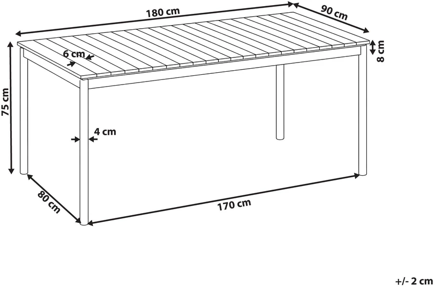 Beliani Sodo stalas 6 žmonėms CORRICELLA 180 × 90 cm, akacijos mediena, rudas