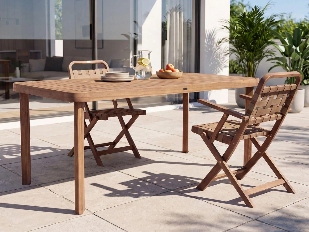 Beliani Sodo stalas 6 žmonėms RONCELLO 180 × 90 cm, akacijos mediena, rudas