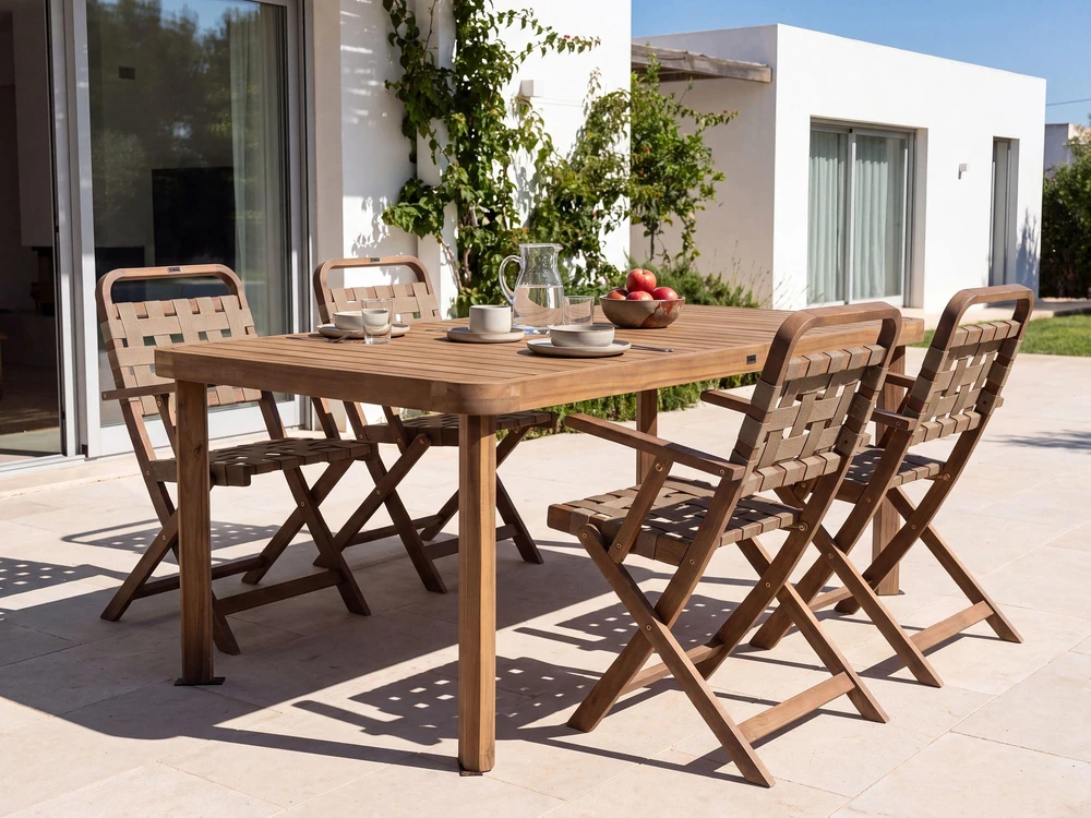 Beliani Sodo stalas 6 žmonėms RONCELLO 180 × 90 cm, akacijos mediena, rudas