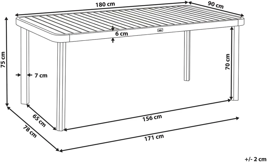 Beliani Sodo stalas 6 žmonėms RONCELLO 180 × 90 cm, akacijos mediena, rudas