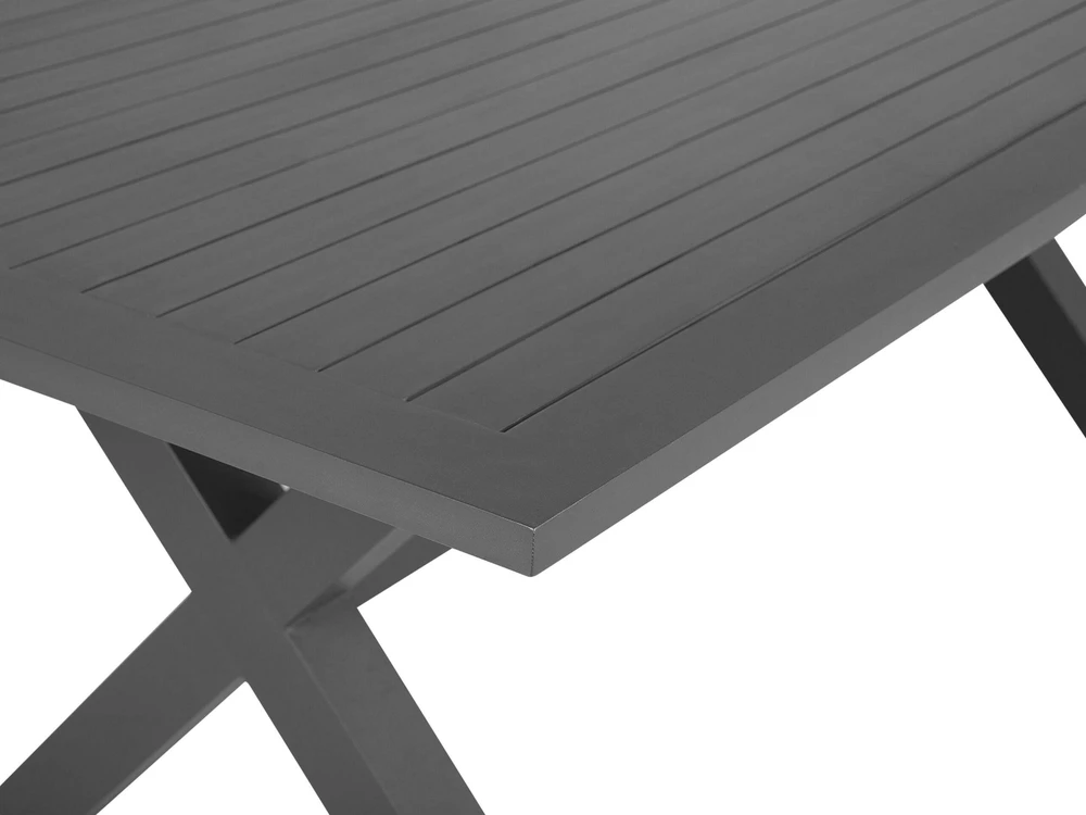 Beliani Sodo stalas CASCAIS 200 cm 105 cm metalinis pilkas