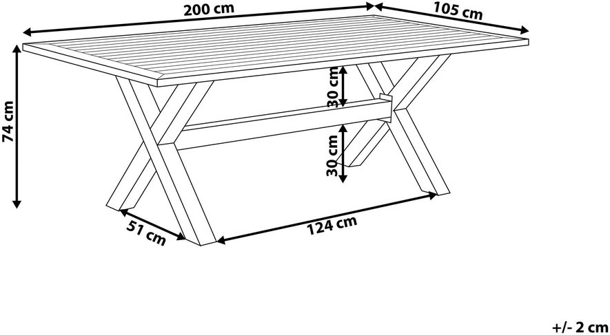 Beliani Sodo stalas CASCAIS 200 cm 105 cm Metalinis smėlio spalvos