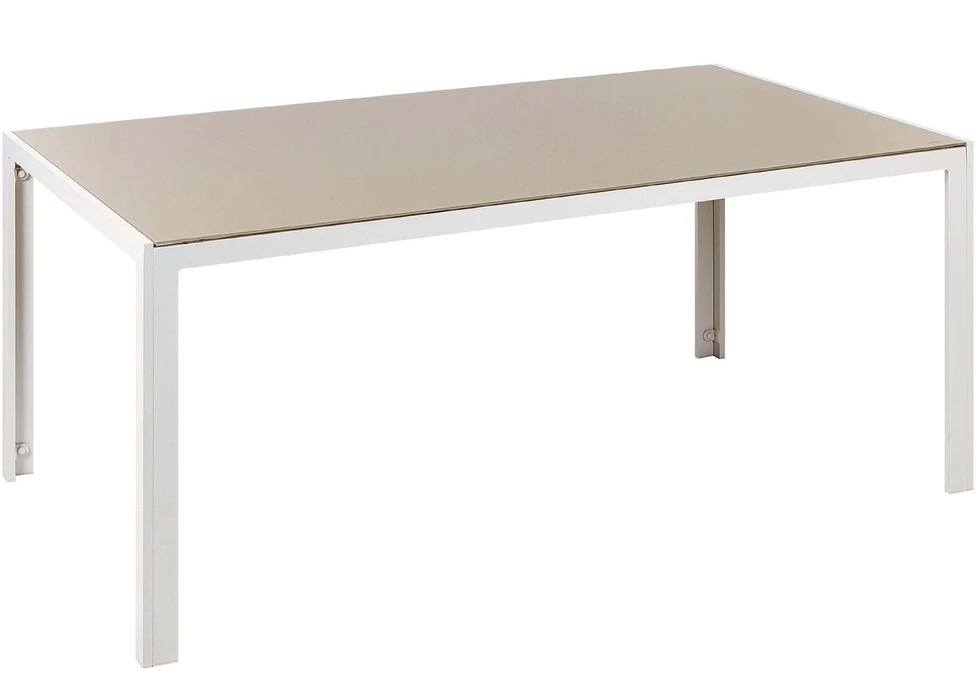 Beliani Sodo stalas CATANIA 160 cm 91 cm stiklas smėlio spalvos