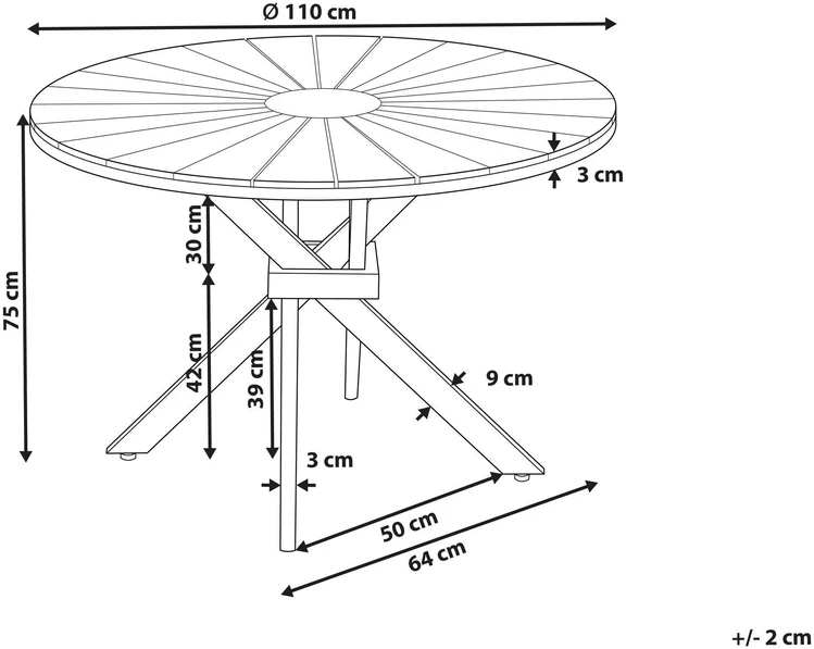 Beliani Sodo stalas CISSONE 110 cm, akacijos mediena, rudas