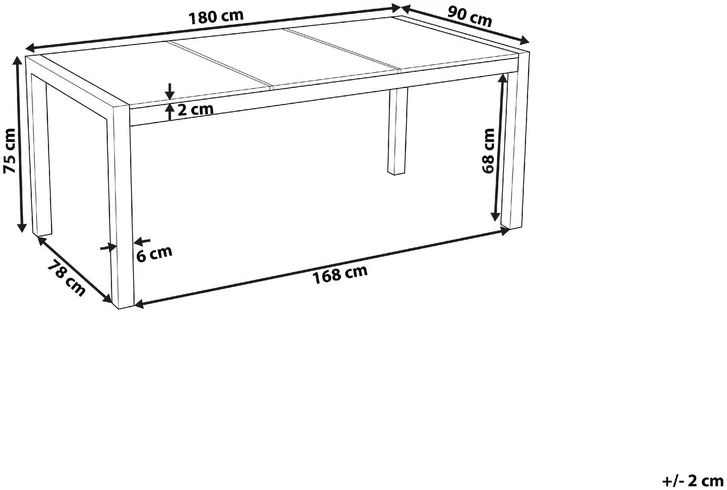 Beliani Sodo stalas COSOLETO 180 cm 90 cm stiklas juodas