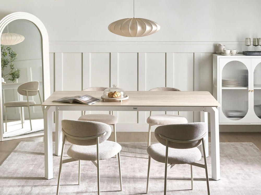 Beliani Sodo stalas FELETTO 180 cm 90 cm akmens travertino efektas