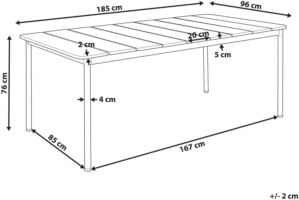 Beliani Sodo stalas FLAVIA 185 cm 96 cm metalinis rudas