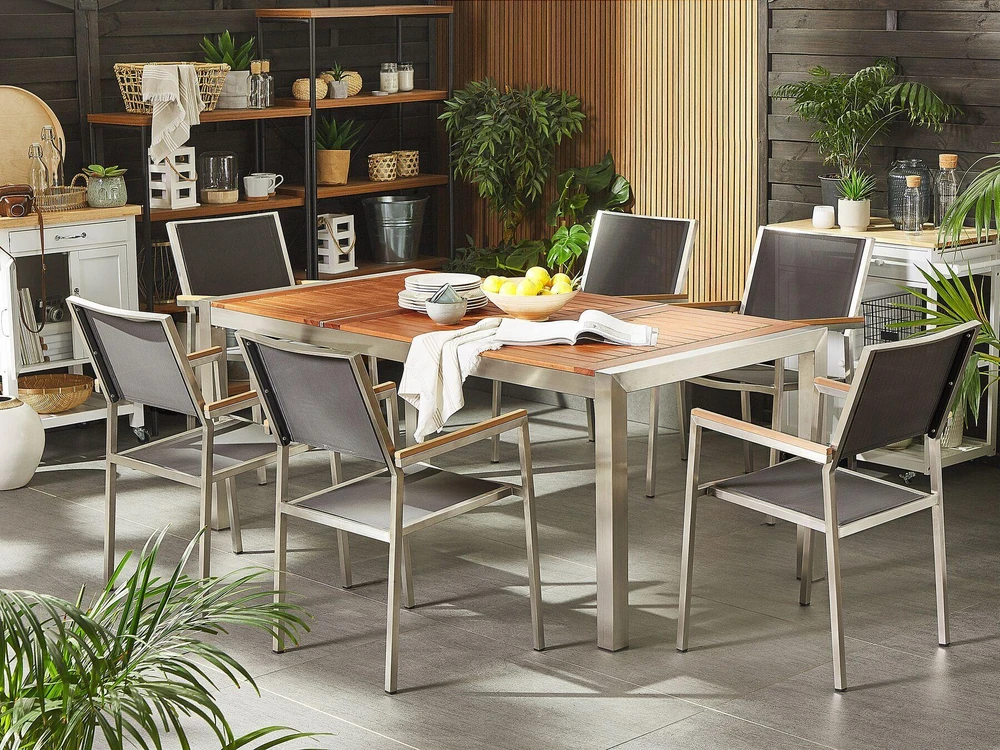 Beliani Sodo stalas GROSSETO 180 cm 90 cm eukalipto mediena rudas