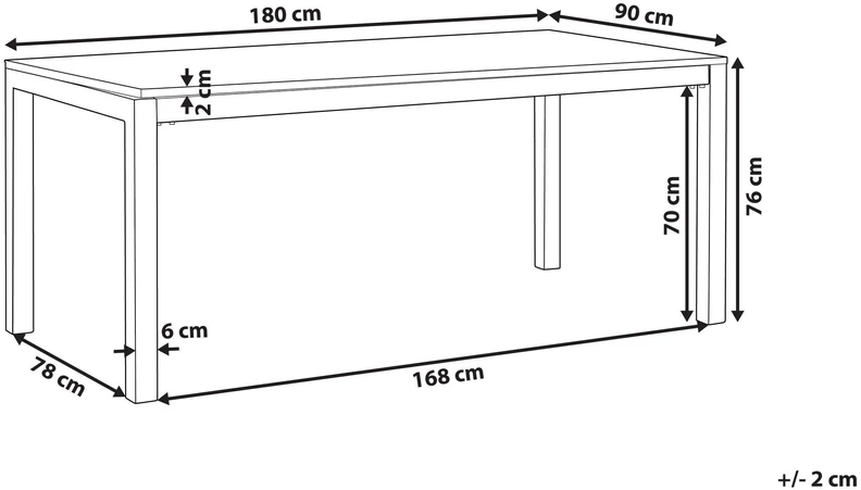 Beliani Sodo stalas GROSSETO 180 cm 90 cm degintas granitas grafito spalvos