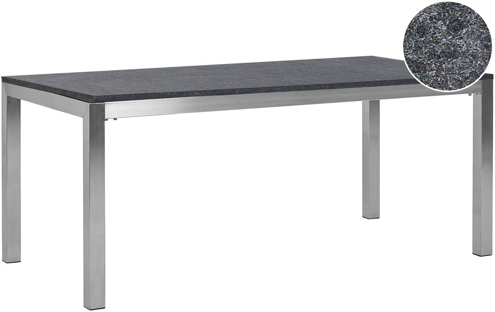 Beliani Sodo stalas GROSSETO 180 cm 90 cm degintas granitas grafito spalvos