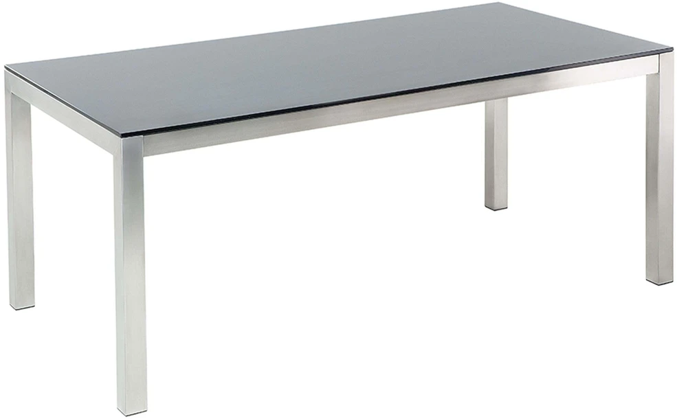 Beliani Sodo stalas GROSSETO 180 cm 90 cm Grūdintas stiklas Juodas