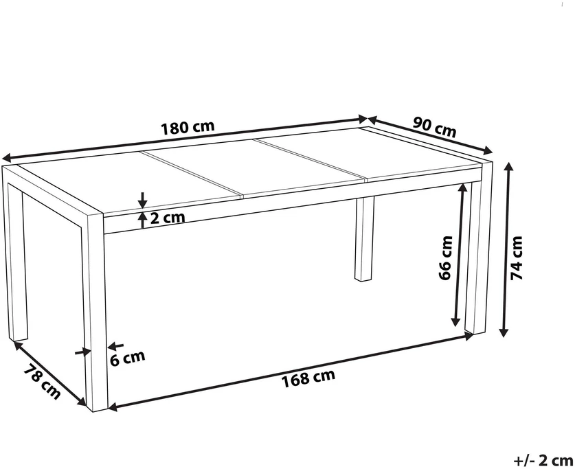 Beliani Sodo stalas GROSSETO 180 cm 90 cm poliruotas granitas, juodas