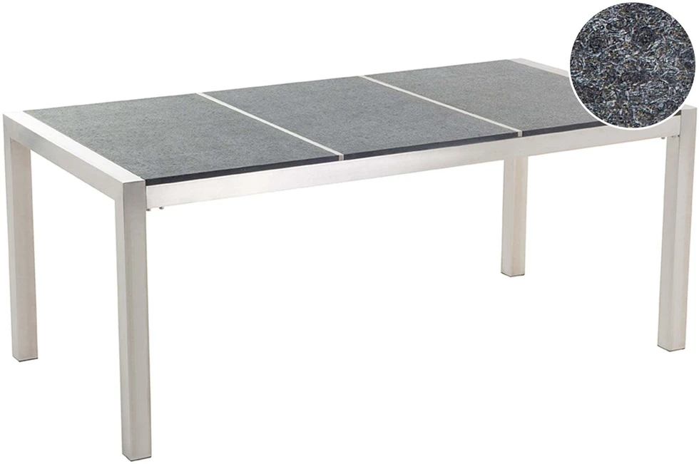 Beliani Sodo stalas GROSSETO 180 cm 90 cm degintas granitas grafito spalvos