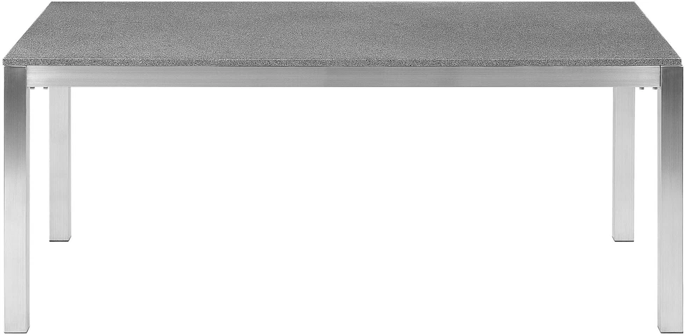 Beliani Sodo stalas GROSSETO 180 cm 90 cm poliruotas granitas pilkas