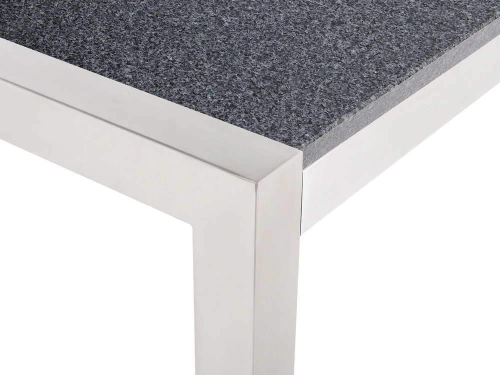 Beliani Sodo stalas GROSSETO 220 cm 100 cm, poliruotas granitas, pilkas