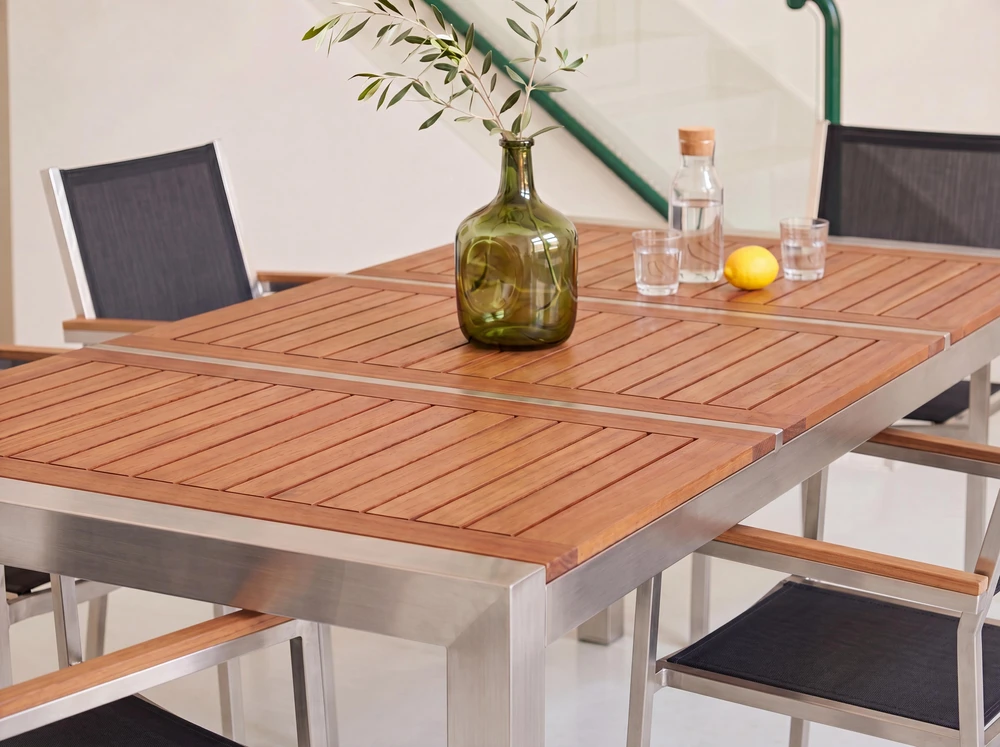Beliani Sodo stalas GROSSETO 220 cm 100 cm Eukalipto mediena Ruda