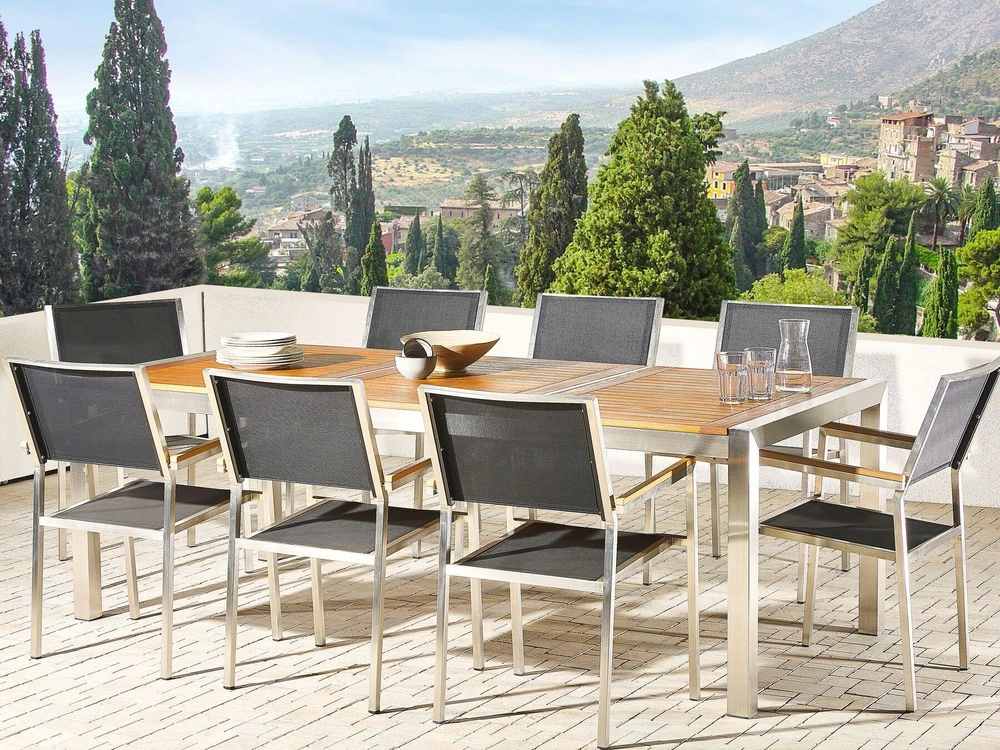 Beliani Sodo stalas GROSSETO 220 cm 100 cm Eukalipto mediena Ruda