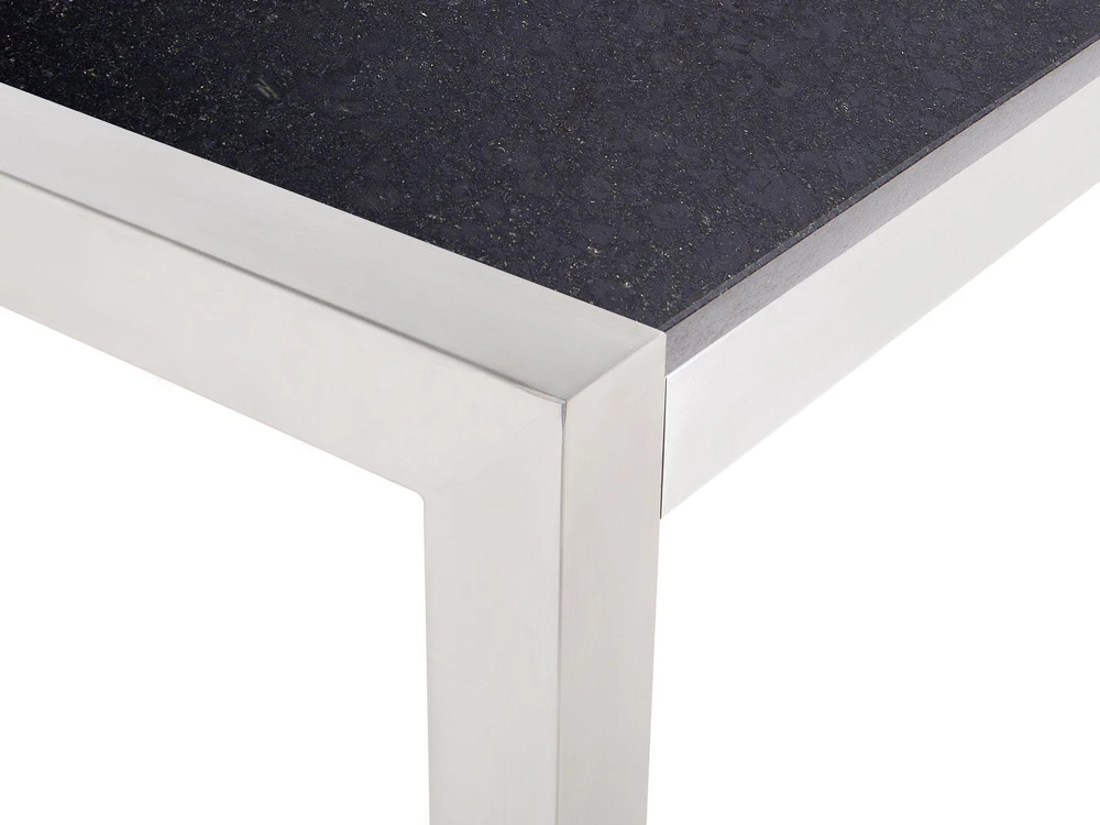 Beliani Sodo stalas GROSSETO 220 cm 100 cm poliruotas granitas, juodas