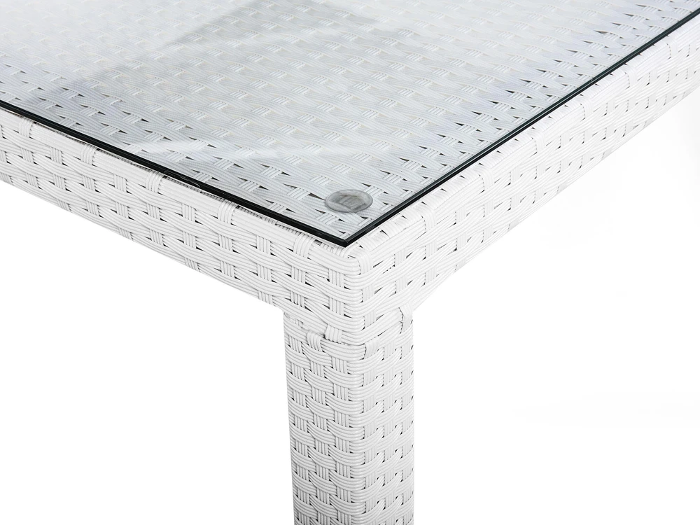 Beliani Sodo stalas ITALY 220 cm 100 cm stiklas baltas