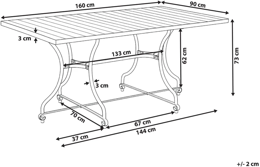 Beliani Sodo stalas LASCARI 160 cm 90 cm Akacijos mediena Šviesiai rudas