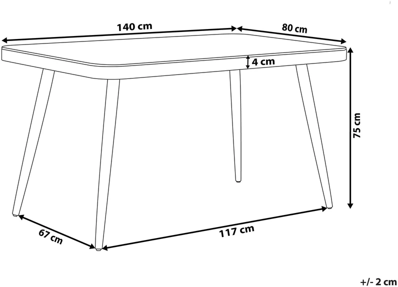 Beliani Sodo stalas LIPARI 140x80 cm, stiklinis, pilkas