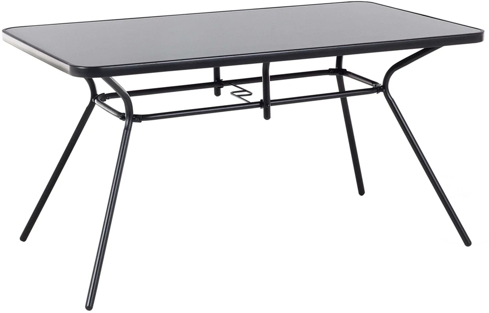 Beliani Sodo stalas LIVO 140 cm 80 cm stiklinis juodas