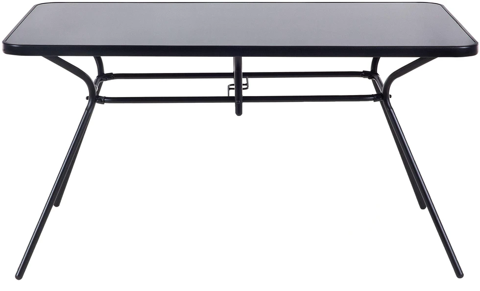 Beliani Sodo stalas LIVO 140 cm 80 cm stiklinis juodas