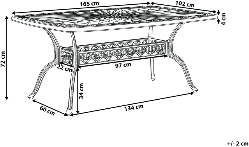 Beliani Sodo stalas LIZZANO 165 cm 102 cm Metalinis tamsiai rudas