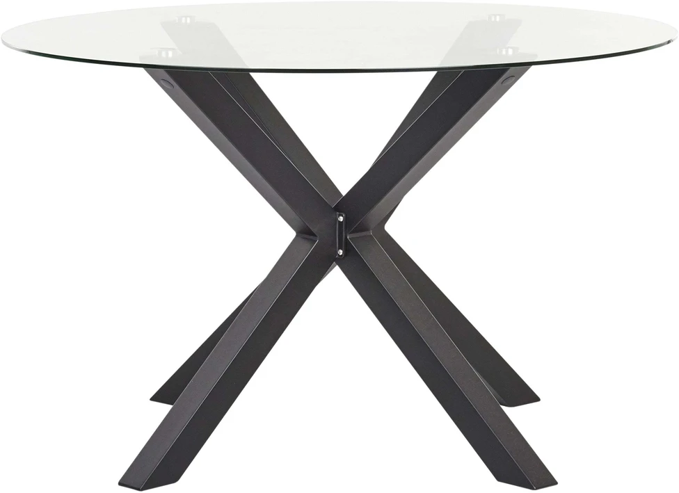 Beliani Sodo stalas MALETTO, 120 cm, stiklas, juodas