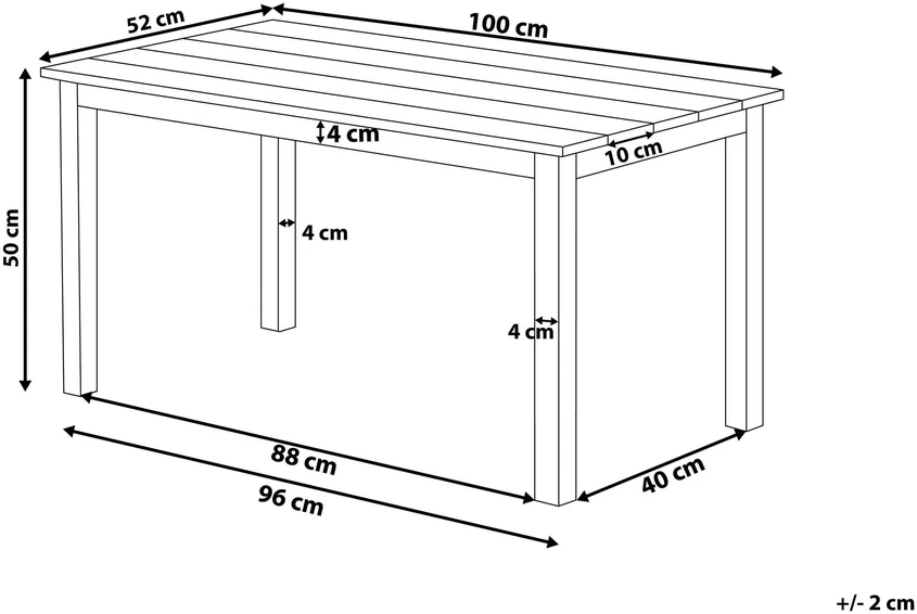 Beliani Sodo stalas MESSINA 100 cm 52 cm, juodas