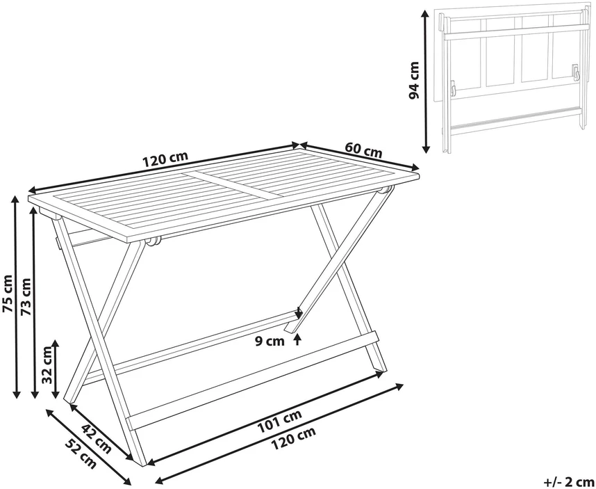 Beliani Sodo stalas PROSSEDI 120 x 60 cm, akacijos mediena, rudas
