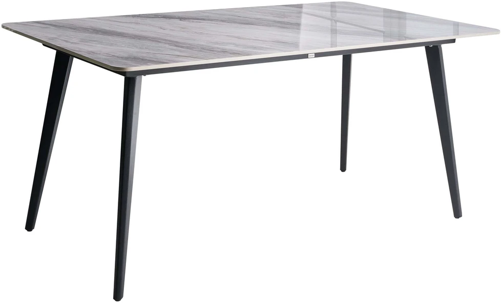 Beliani Sodo stalas RODALLO 160 cm 90 cm akmuo pilkas marmuras