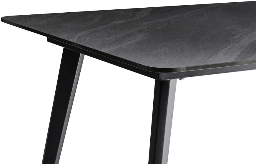 Beliani Sodo stalas RODALLO 160 cm 90 cm Akmuo Juodas marmuras
