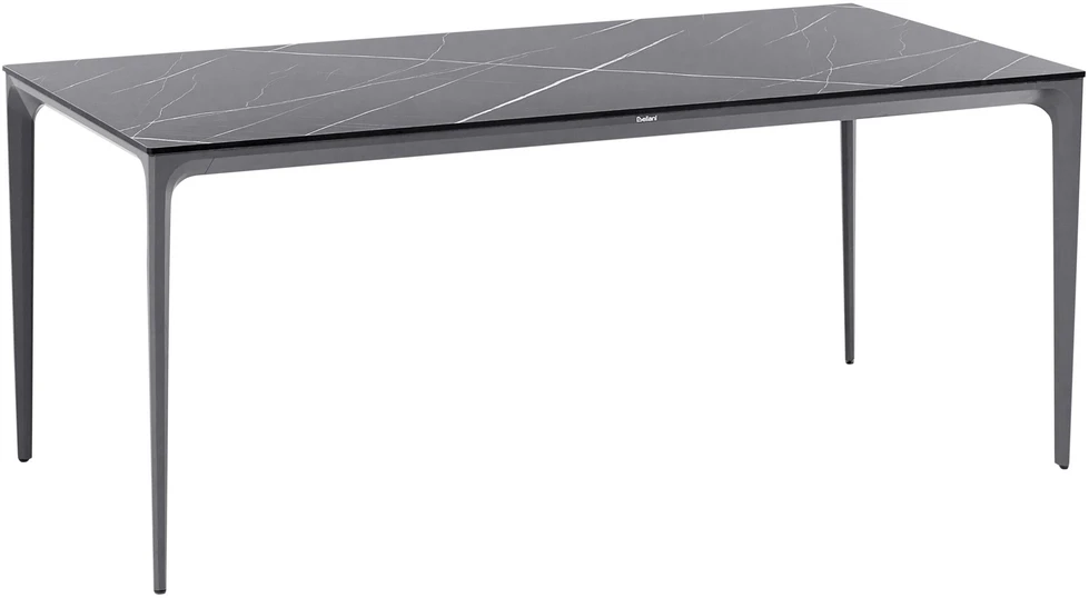 Beliani Sodo stalas SOVARETO 180 cm 90 cm marmuro efektas juodas marmuras