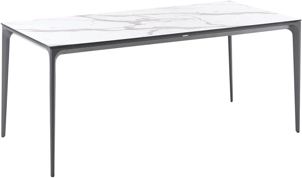 Beliani Sodo stalas SOVARETO 180 cm 90 cm Marmuro efektas Baltas marmuras