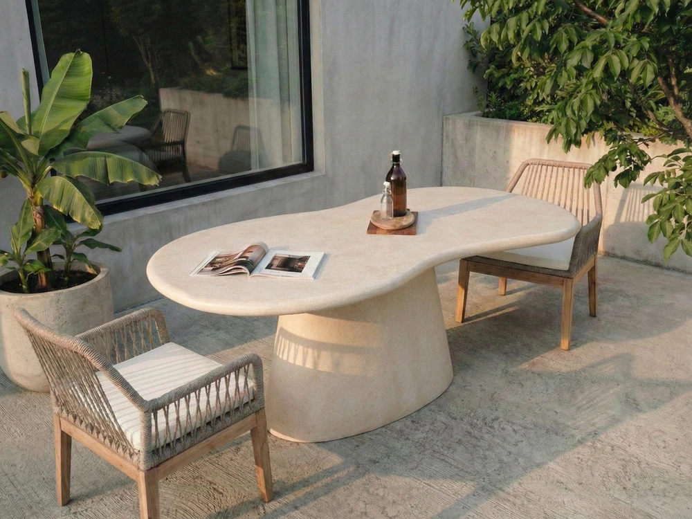 Beliani Sodo stalas SPOLETO 200 cm 110 cm smėlio spalvos
