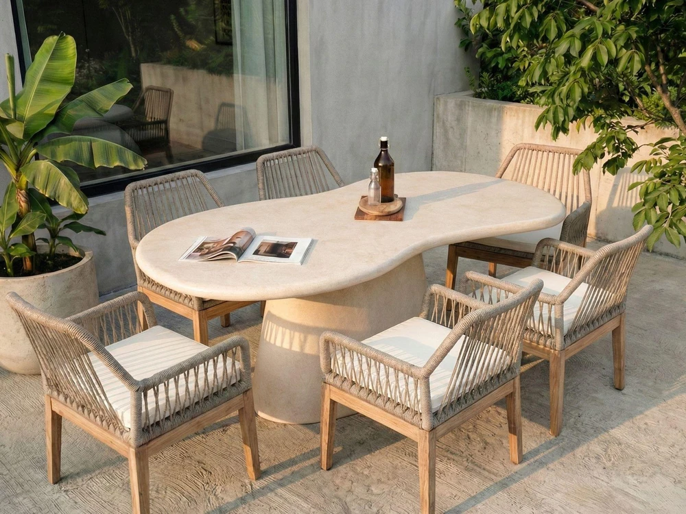 Beliani Sodo stalas SPOLETO 200 cm 110 cm smėlio spalvos