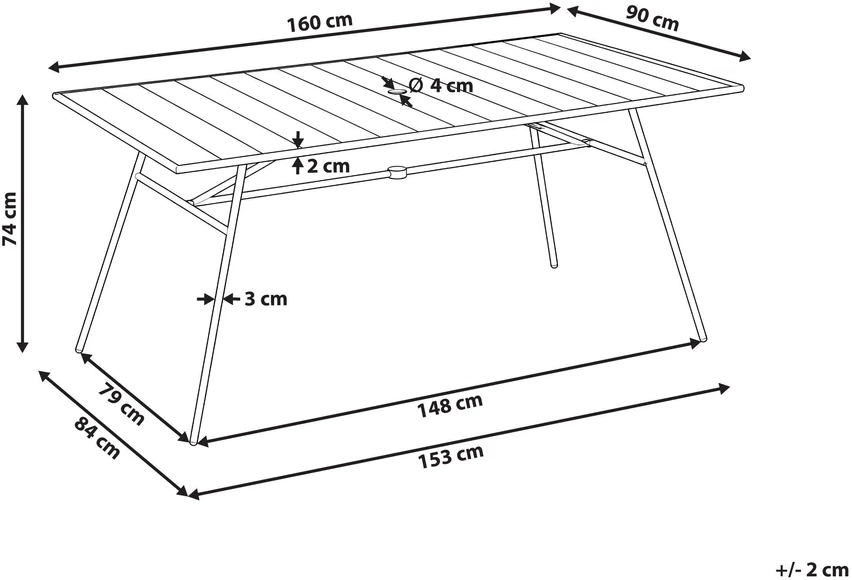 Beliani Sodo stalas TERENZO 160 cm 90 cm metalinis šviesiai smėlio spalvos