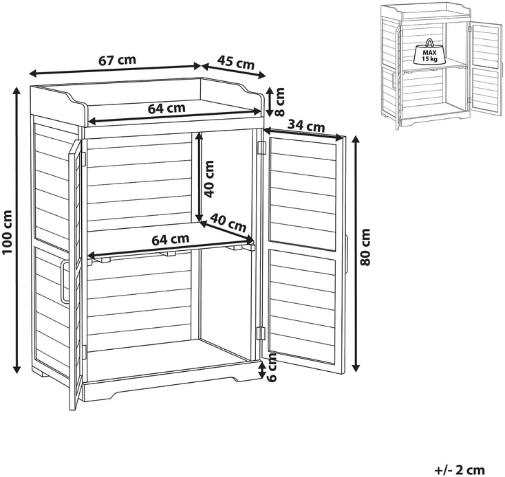 Beliani Sodo stalas TEREVILLE 100 cm 67 cm pilkas, eglės mediena