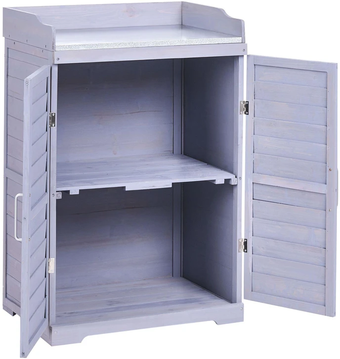 Beliani Sodo stalas TEREVILLE 100 cm 67 cm pilkas, eglės mediena