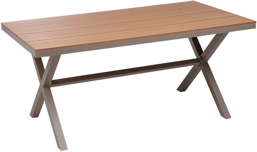 Beliani Sodo stalas TIANO 160 cm 90 cm metalinis smėlio ir pilkos spalvos